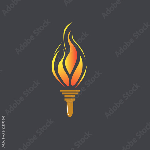 Illuminated torch icon vector illustration on black background