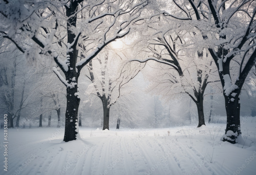 snow covered trees in the park snow covered trees in the park