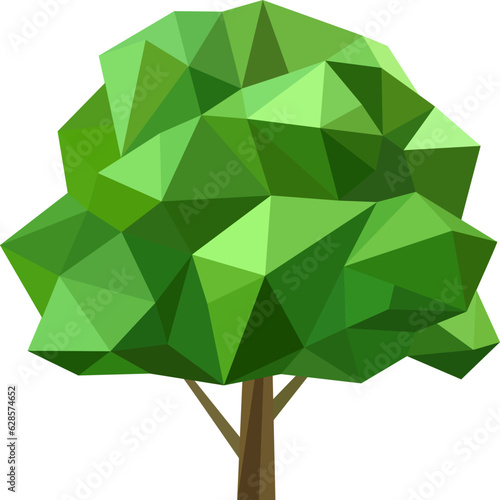 Abstract low poly tree icon isolated. Geometric forest polygonal style. 3d low poly symbol. Stylized eco design element.