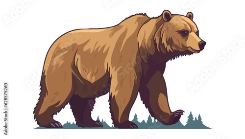Grizzly bear. Image of a cute walking grizzly bear isolated on white.