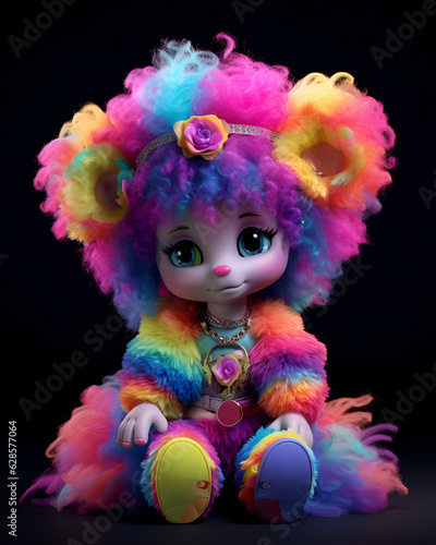 clown doll isolated wig colorfull  AI generated