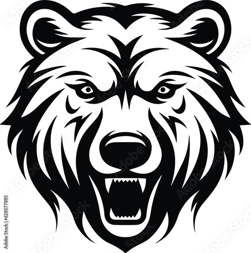 Grizzly Bear Symbol Logo Monochrome Design Style