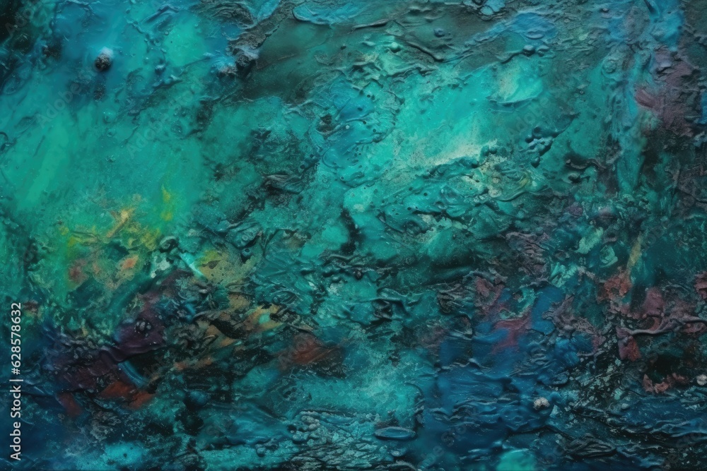 Diving into Creativity: Artistic Dark Indigo and Emerald Paint on Aged Wall