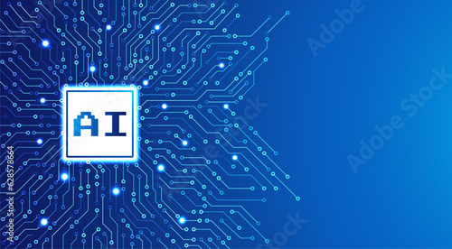 Ai chipset on circuit board background. Futuristic concept. High-tech technology background