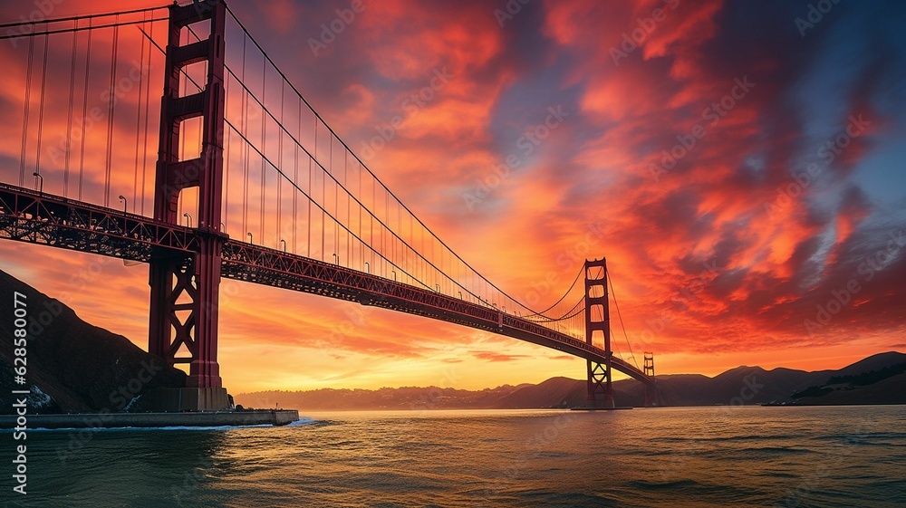 Aerial View of the Golden Gate Bridge at Sunset Aerial View of the Golden Gate Bridge at Sunset