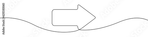 Black arrow icon line continuous drawing vector. One line Black arrow icon vector background. Road sign to the right icon. Continuous outline of a Black arrow blank template icon.