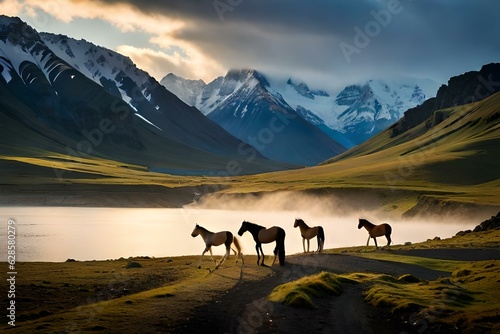 horses in the mountains generated ai © kashif 2158