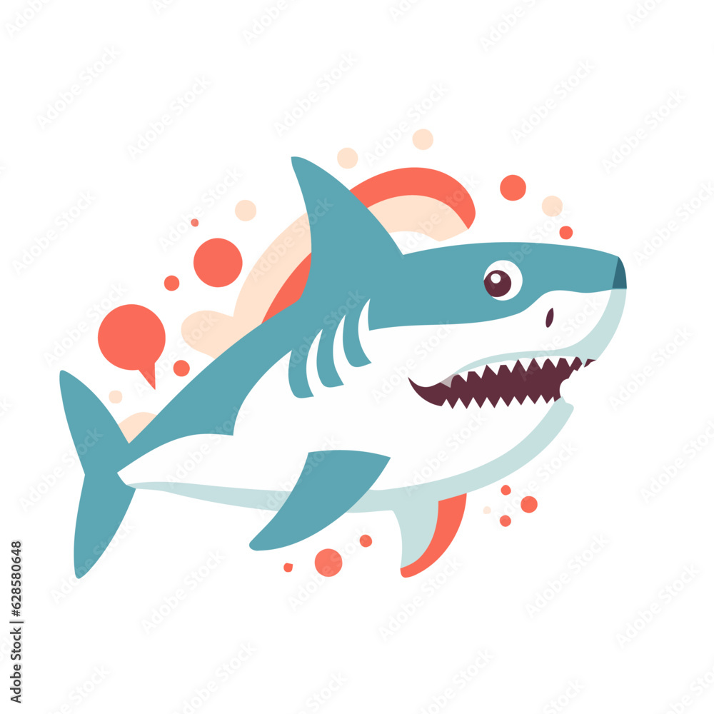 Shark icon. Image of a cute shark isolated on white.