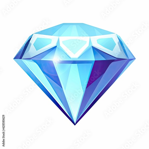 Blue diamond set against a pristine white background. AI-generated.