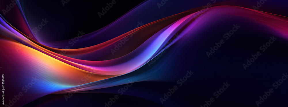 Naklejka premium Abstract futuristic colorful glowing neon wallpaper. Technology, digital data concept. AI