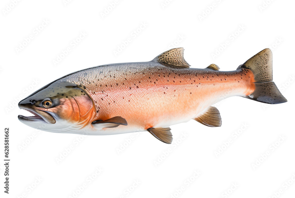 Atlantic salmon fish isolated on transparent background. AI generative illustration Atlantic salmon fish isolated on transparent background. AI generative illustration