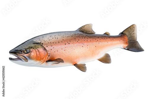 Atlantic salmon fish isolated on transparent background. AI generative illustration