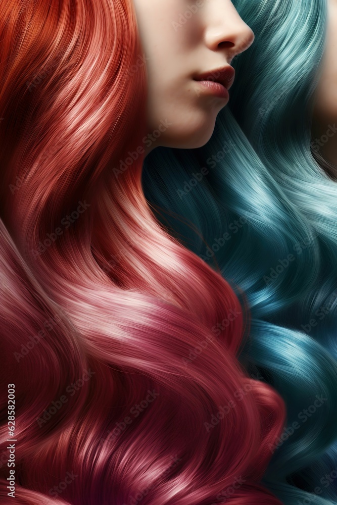 AI generated illustration of young woman with vibrant multi-colored hairstyle AI generated illustration of young woman with vibrant multi-colored hairstyle