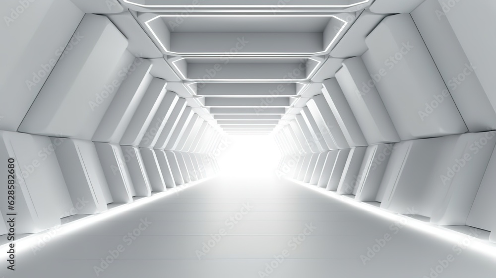 white grey 3D empty circle room with circle line white Ai Generated white grey 3D empty circle room with circle line white Ai Generated