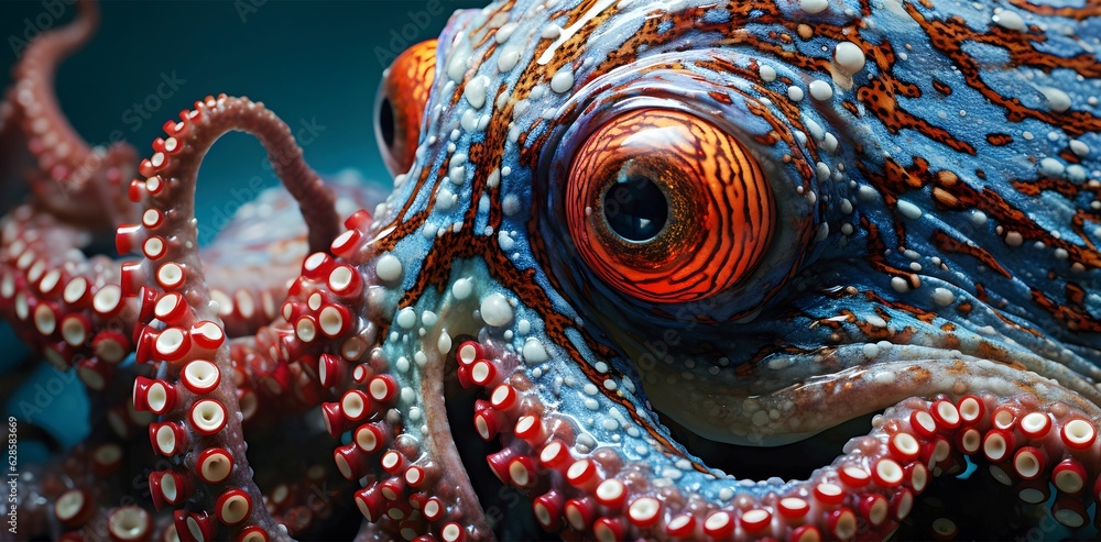 Obraz premium AI generated illustration of a giant octopus displayed in vivid colors