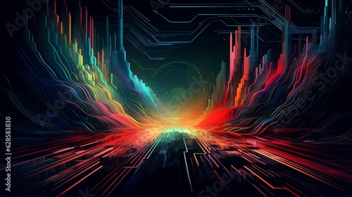 An AI generated illustration of a detailed and vivid hypersound background with vibrant colors
