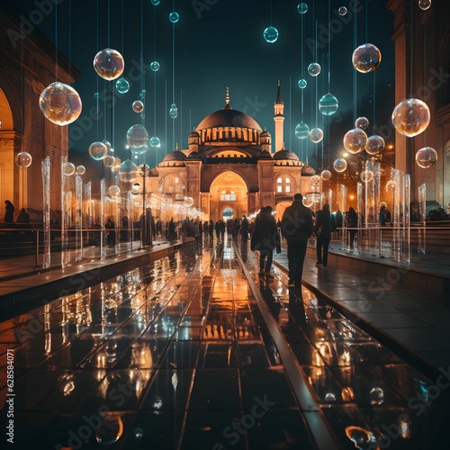 Papier peint AI generated image of people walking against Hagia Sophia museum