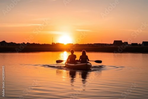 Golden Waters: Two Silhouettes at Sunset, Embracing the Happycore and Dutch Marine Scene Vibes