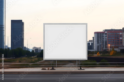 Copy Space. big blank billboard for new advertisement at street city, outdoor advertising poster, empty advertise poster at expressway in city, advertisement concept, Generative AI