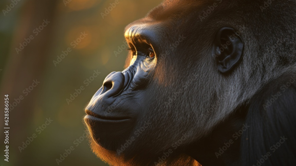 AI generated illustration of Close up portrait of a gorilla