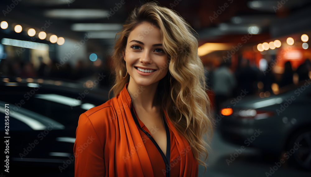 Obraz premium A happy lady car salesperson