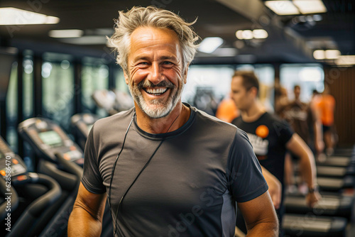 Mature man working out at t...
