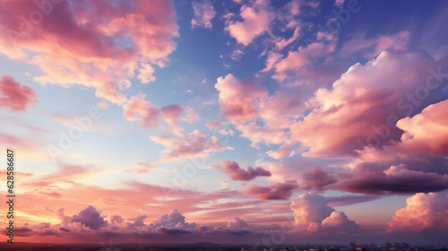 Pastel Sky with soft and fulffy cloudy, Generative ai