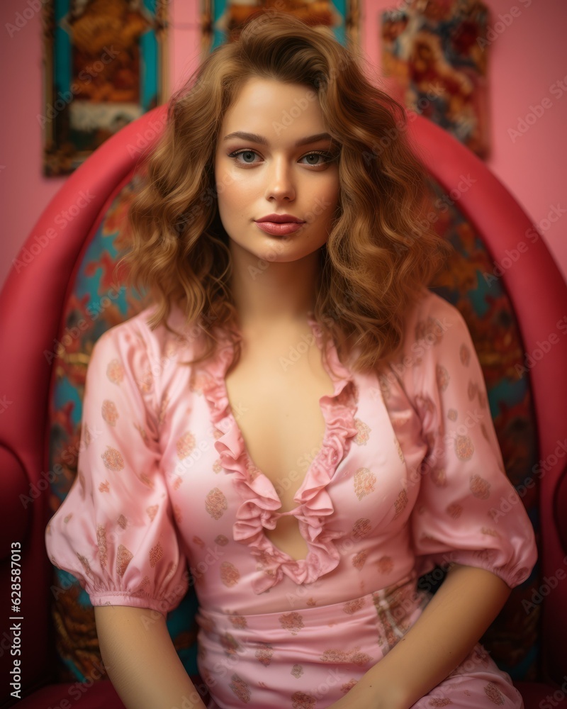 a beautiful young woman in a pink dress sitting in a chair a beautiful young woman in a pink dress sitting in a chair