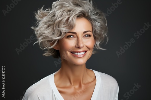 Youthful looking woman with white hair, generative ai