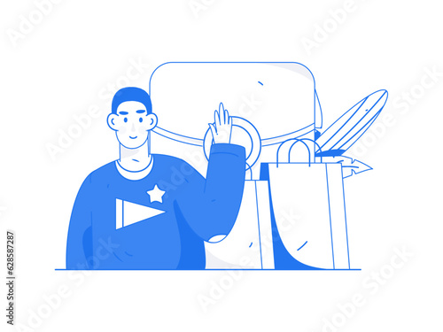 Holiday Shopping E-Commerce Online Shopping People Flat Vector Concept Operation Hand Drawn Illustration
