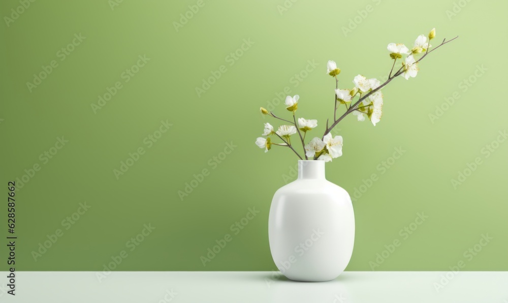 Clean vase with sakura stick, clean background Clean vase with sakura stick, clean background