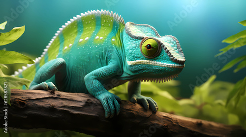 Chameleon 3D cute simple background