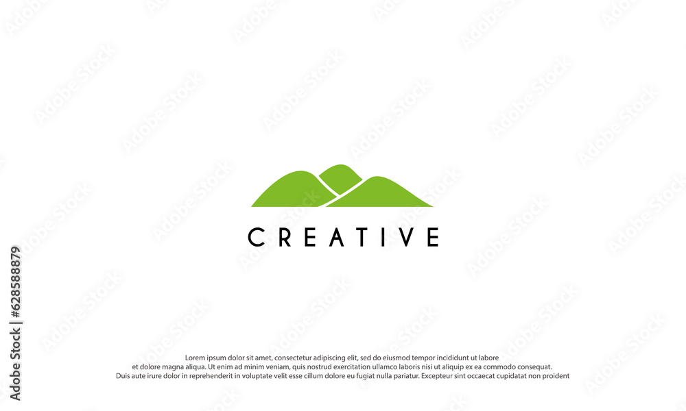Fototapeta premium Landscape Hills logo design vector illustration. green Hill icon.usable for business and golf logo,isolated on white background