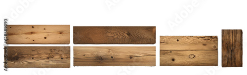 wooden signs collection isolated on transparent background. generative ai.