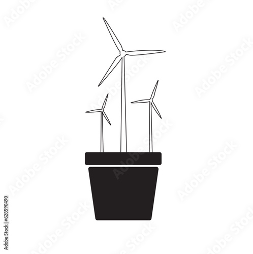 Icono de molinos de viento. Vector. Concepto: Energía eólica