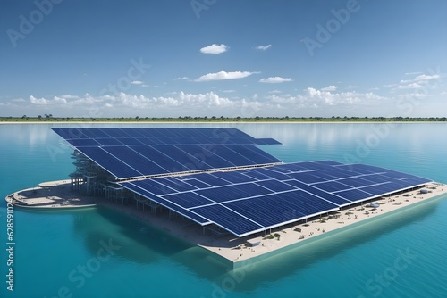 Sustainable Water Solutions: Discover a solar-powered desalination plant, harmonizing renewable energy and eco-friendly water treatment for a greener future - Generative AI