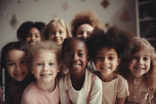 AI generated illustration of happy children in kindergarten.
