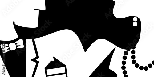 Woman and man vector simple illustration. For fashion, party, celebration, wedding, accessories invitation. Vector