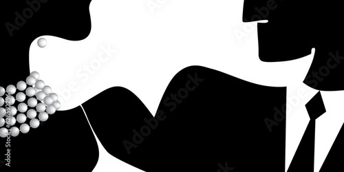 Woman and man silhouettes vector simple illustration. For fashion, party, celebration, wedding, accessories invitation. Vector