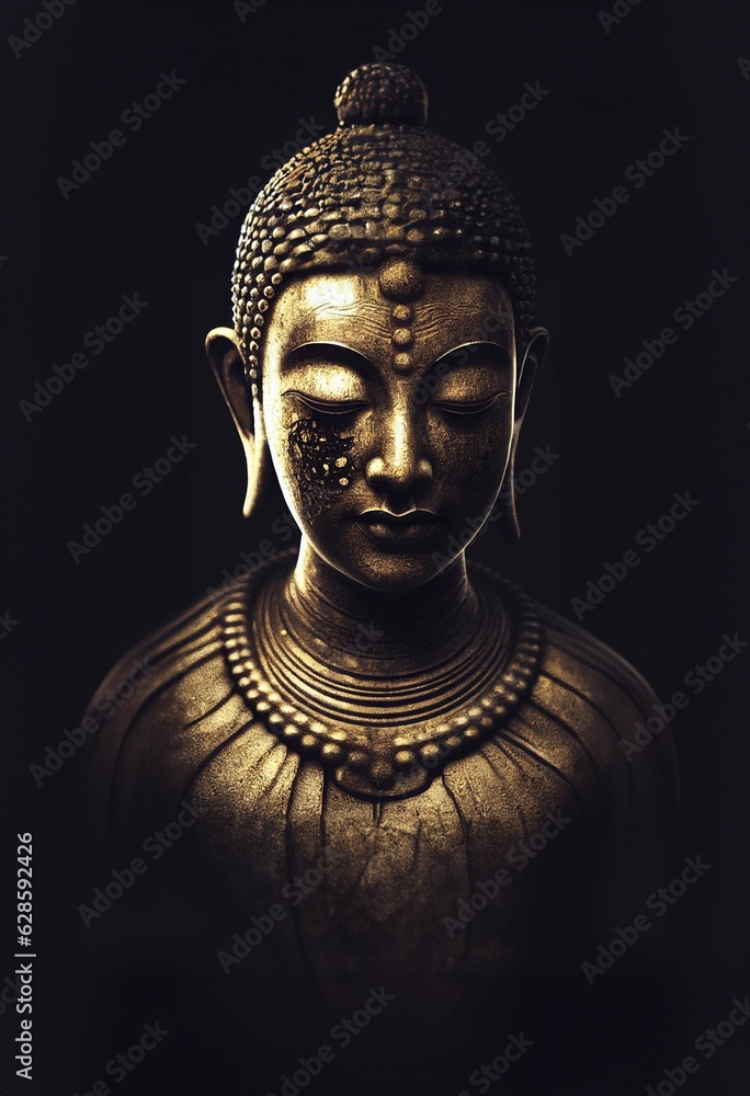 AI generated illustration of a bronze statue of the buddha