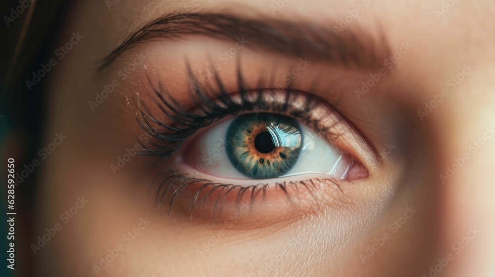 AI generated illustration of a human eye with a unique green iris pattern AI generated illustration of a human eye with a unique green iris pattern