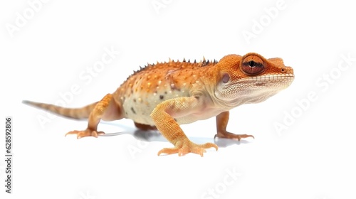 AI-generated illustration of an orange-colored lizard isolated on a white background. © Kenorb/Wirestock Creators