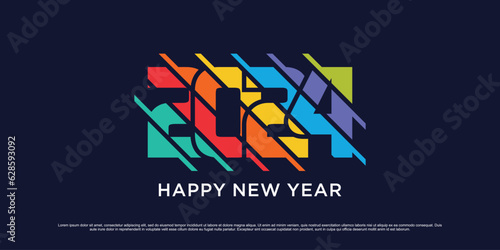 2024 Happy new year logo design template vector illustration with creative unique concept