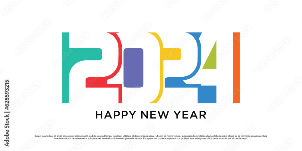 2024 Happy new year logo design template vector illustration with creative unique concept 2024 Happy new year logo design template vector illustration with creative unique concept