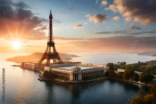 eiffel tower at sunset generated by AI
