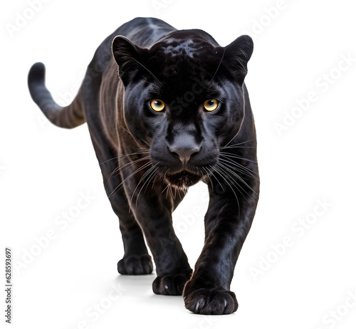 black panther ready to hunt on isolated background