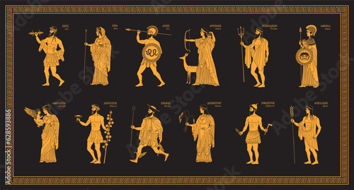 Canvas-taulu Vector illustration of the twelve Olympian gods form Greek mythology