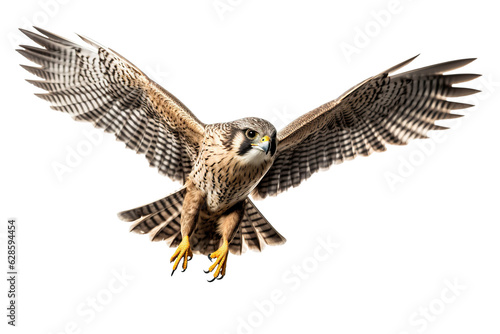 Very beautiful falcon in flight isolated on white background PNG