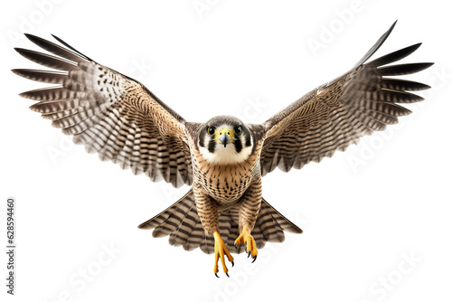 Very beautiful falcon in flight isolated on white background PNG