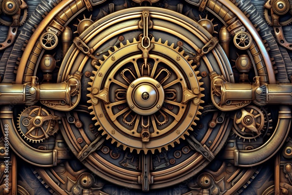 a close up of a clockwork steampunk background wallpaper design illustration